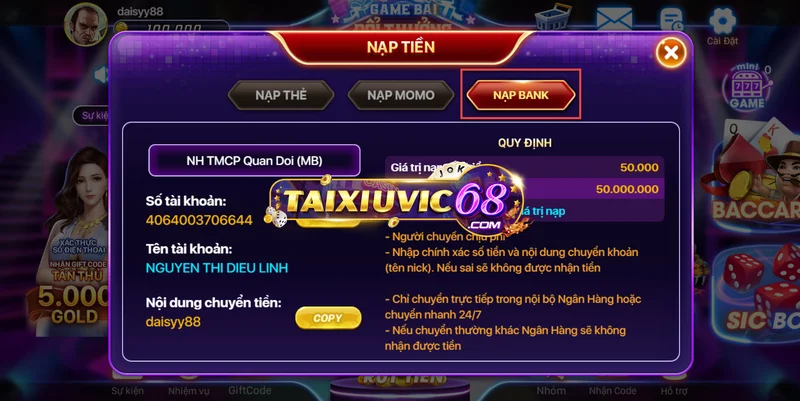 gửi tiền Vicplay