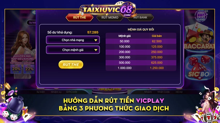 rút tiền Vicplay